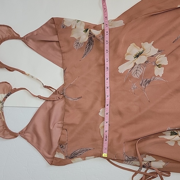 Lulu's All Mine Rusty Rose Floral Print High-Low Wrap Dress/ M. - Picture 9 of 13